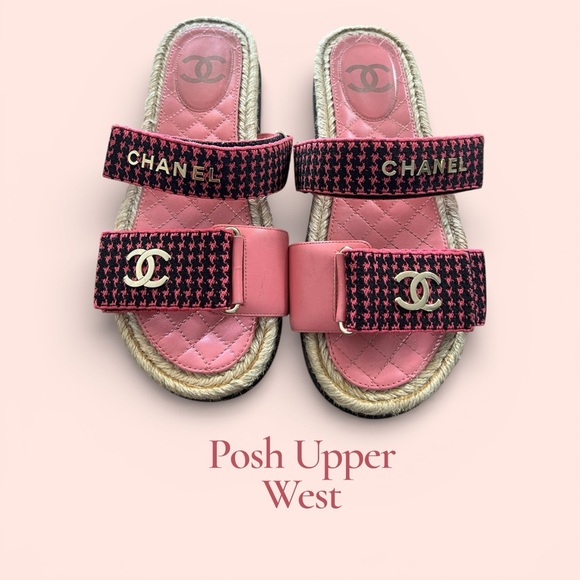 CHANEL Shoes - CHANEL Pink and Black Quilted Sandals